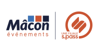 Logo Mâcon évènements, Une Filiale s.pass